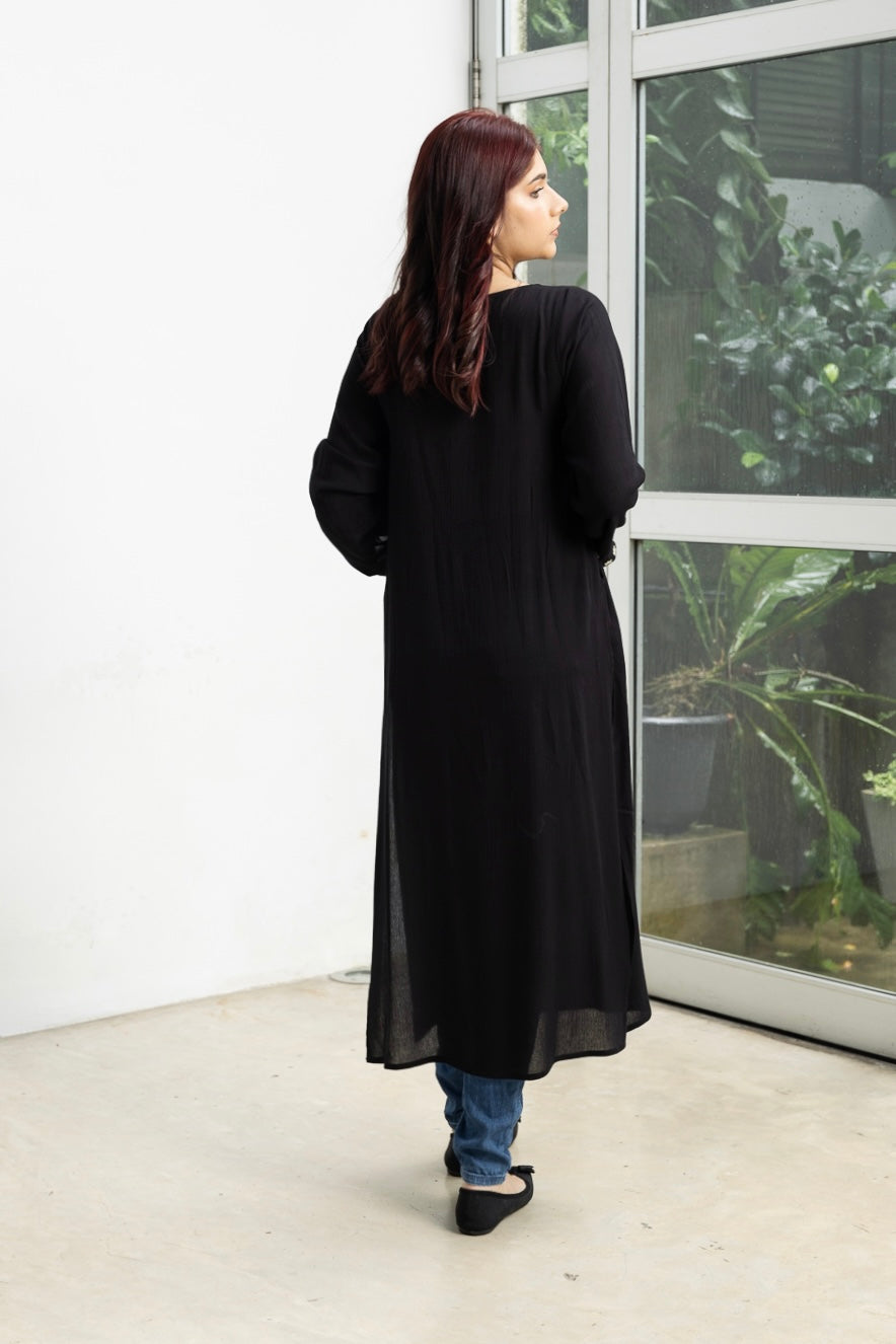 Midi Embroidered black top