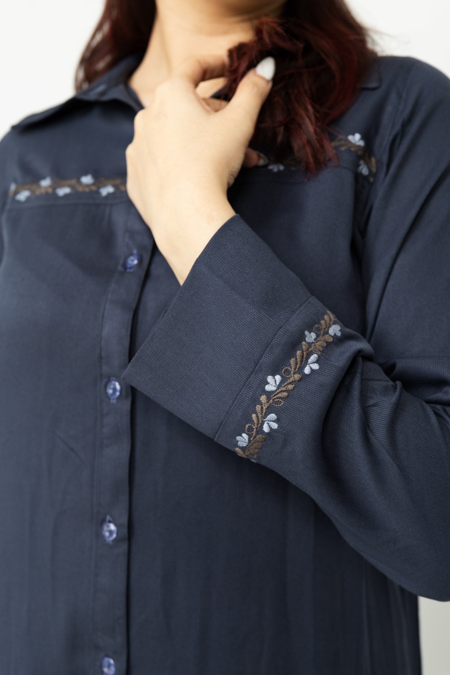 Embroidered Co-ordinate Set-Blue floral note