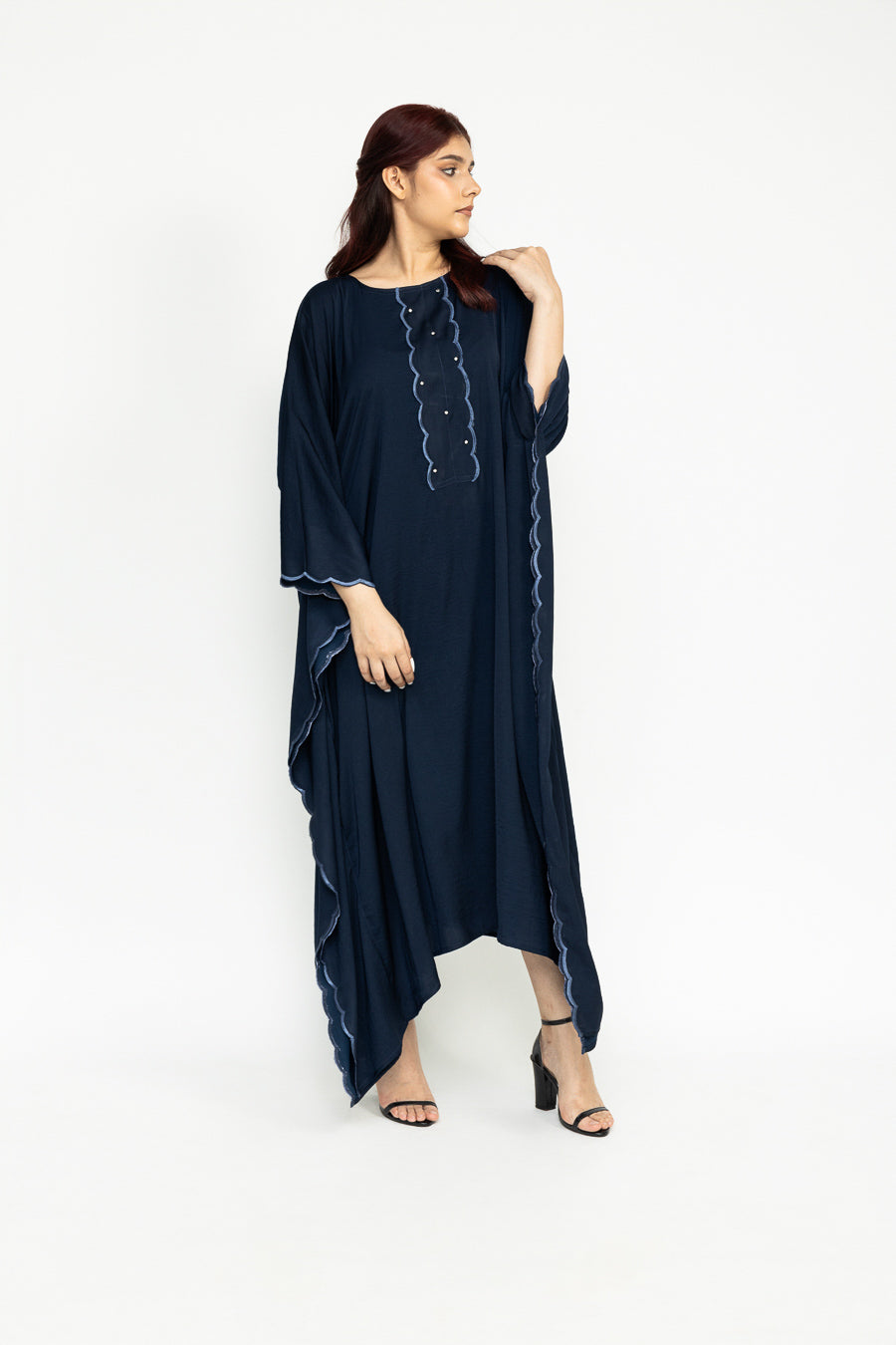 Navy blue embroidery kaftan