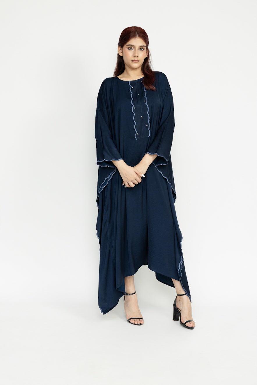 Navy blue embroidery kaftan