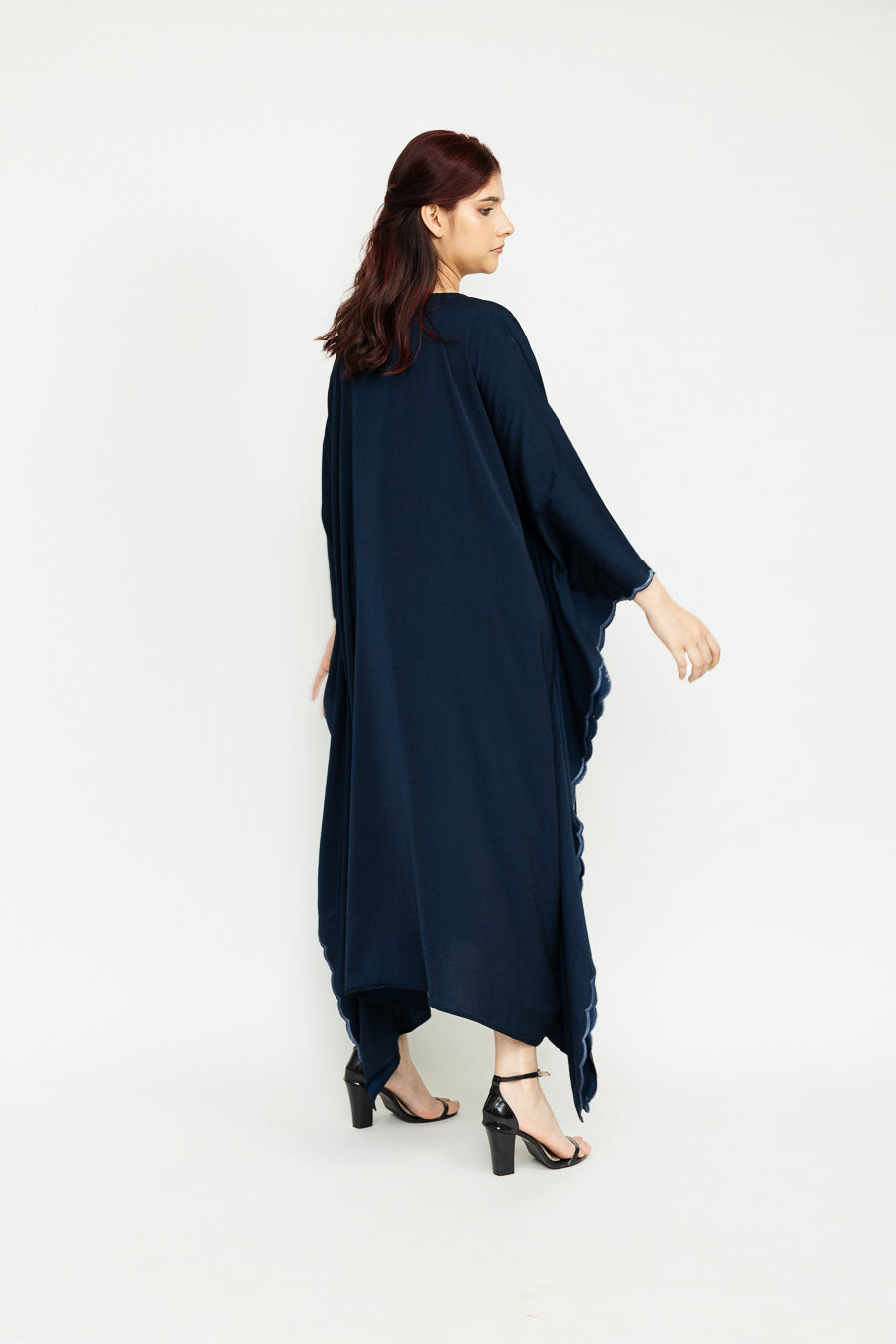 Navy blue embroidery kaftan