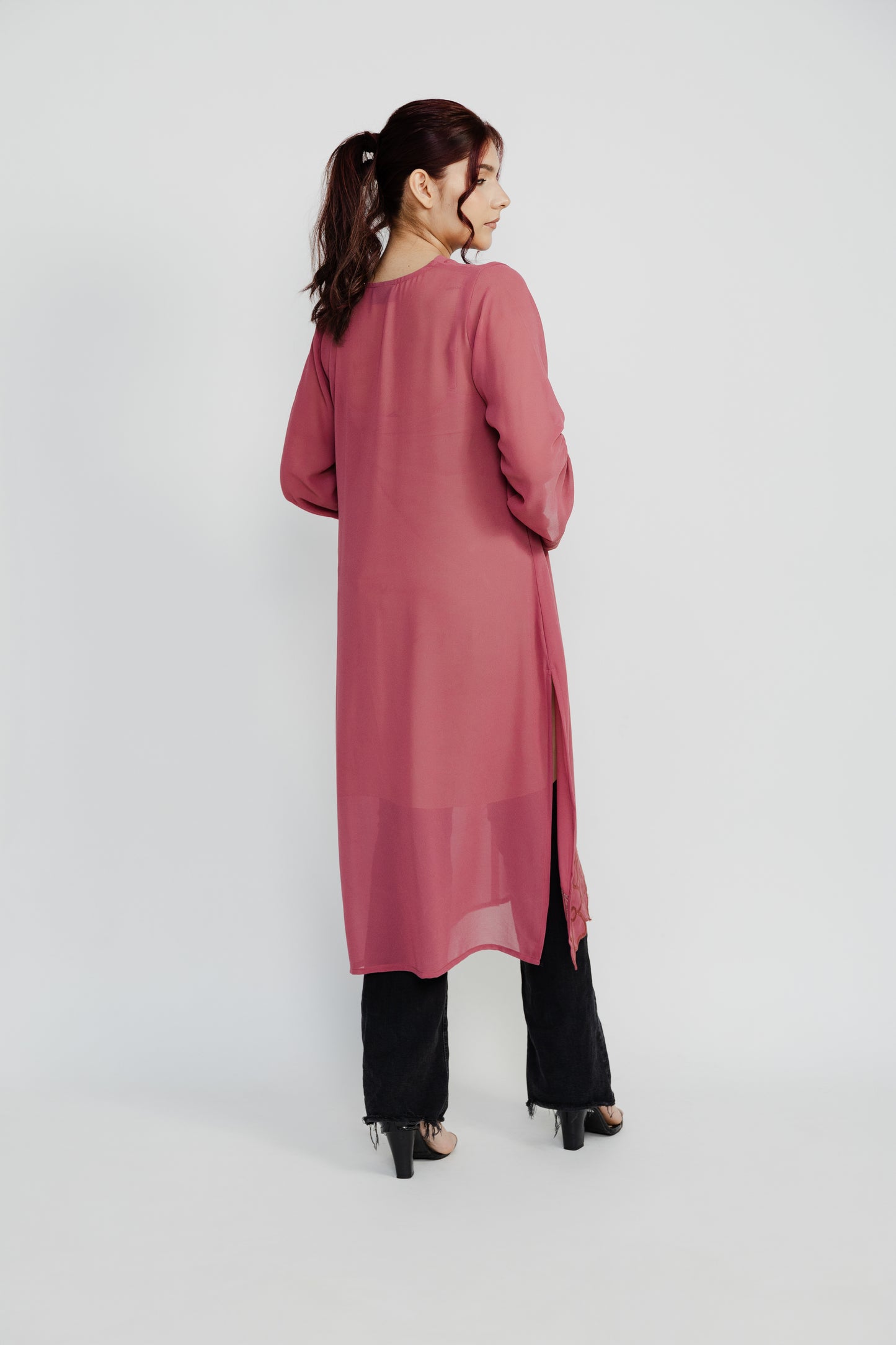 Cutwork blush pink embroidered top