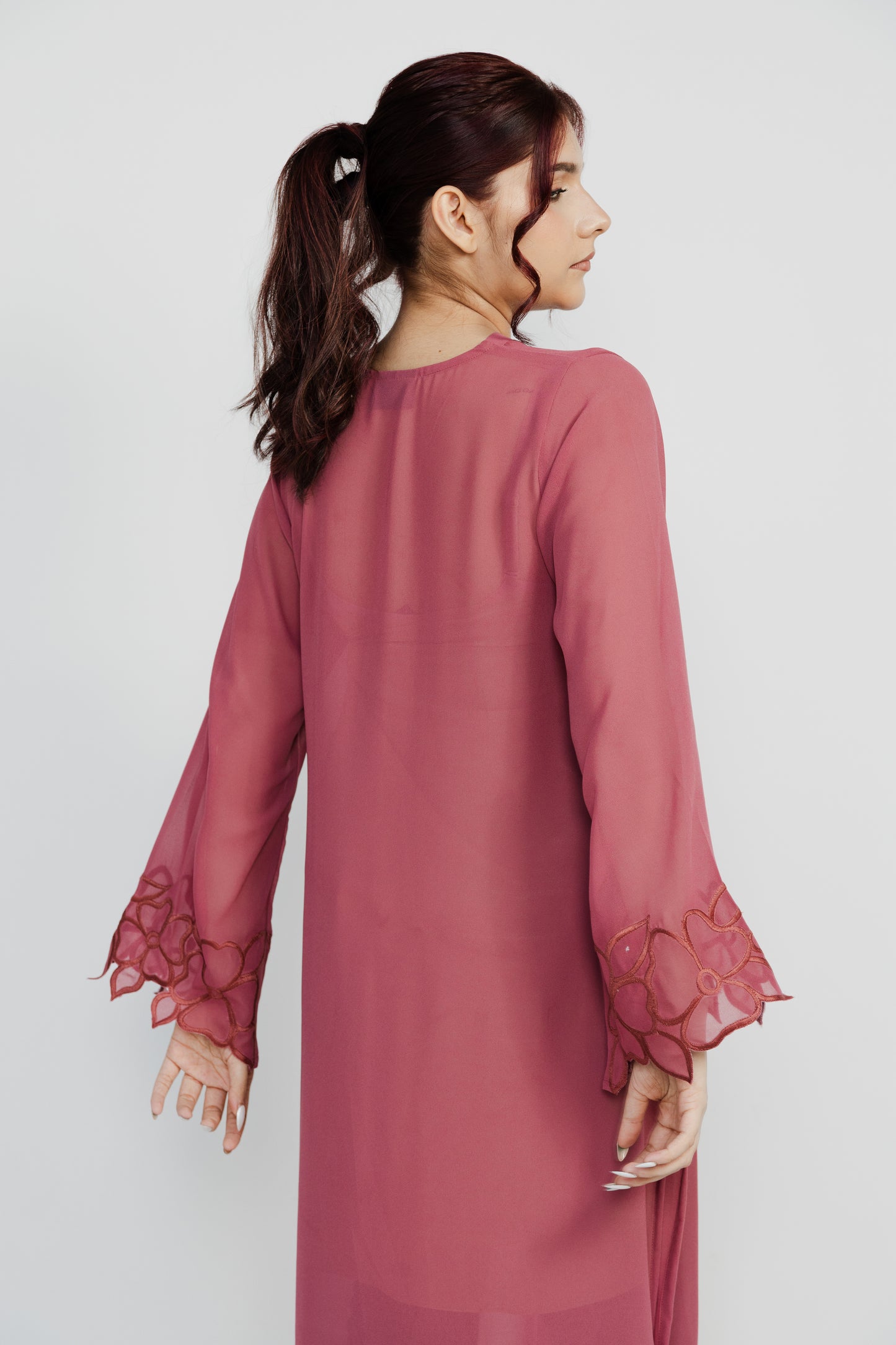 Cutwork blush pink embroidered top
