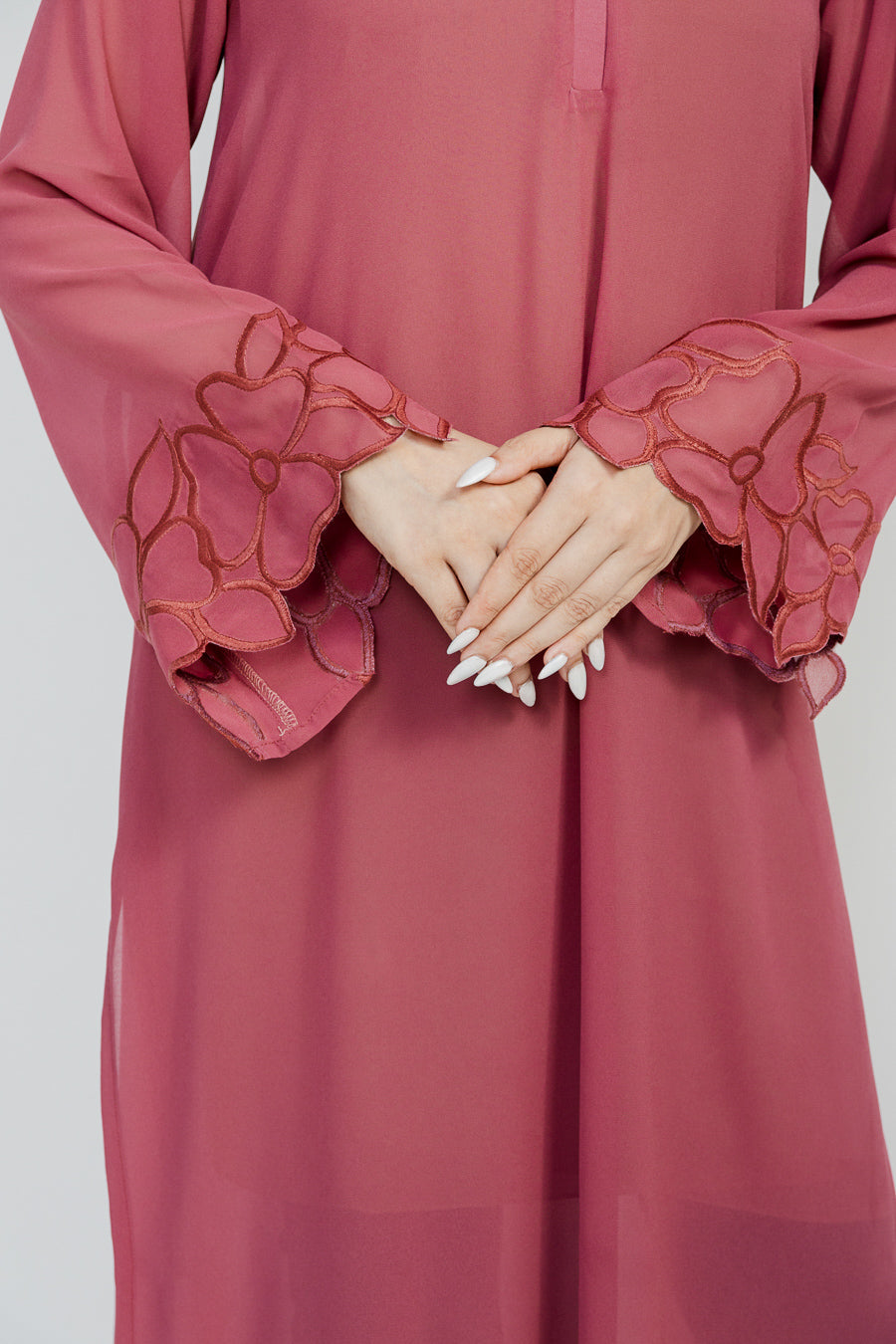 Cutwork blush pink embroidered top