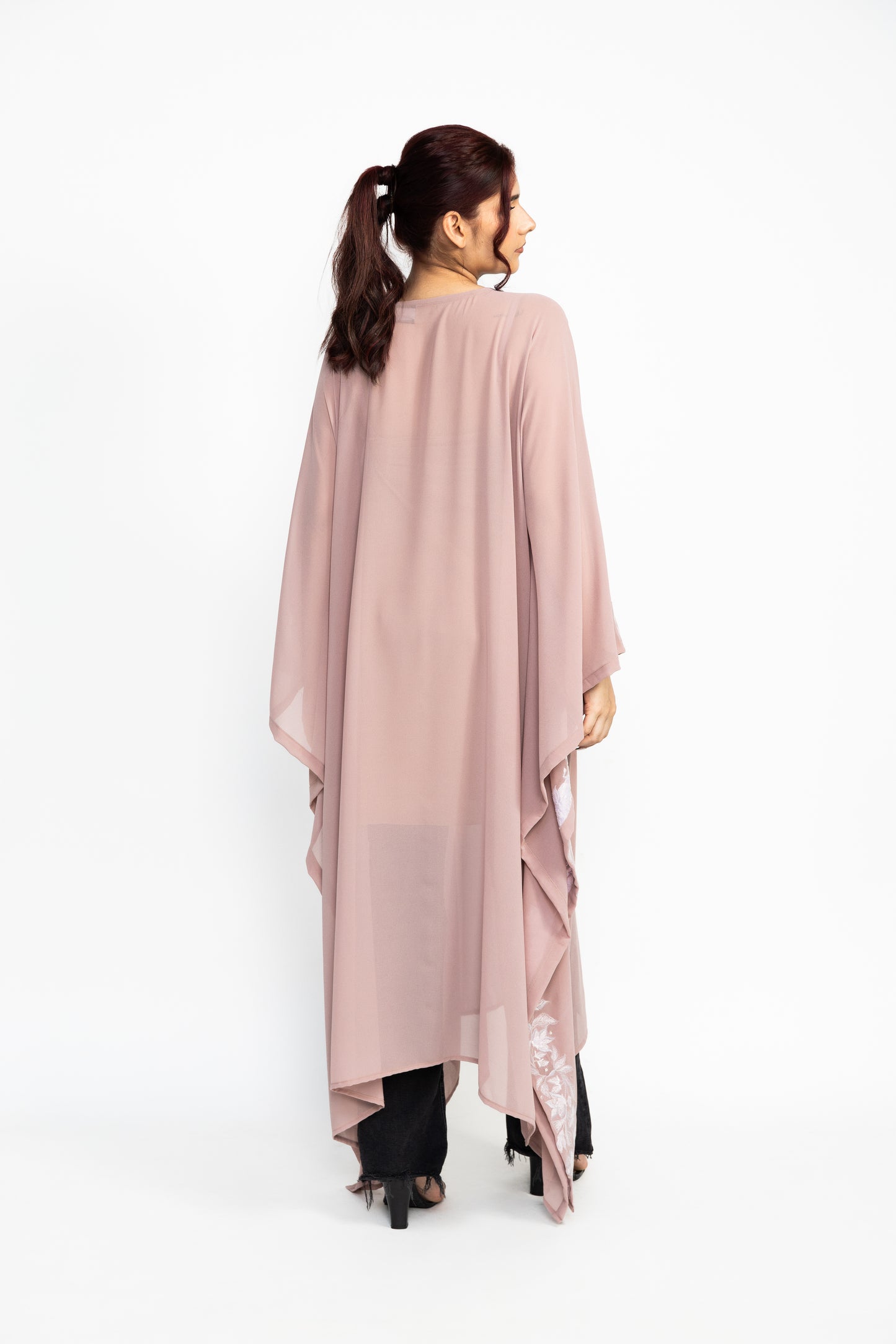 Pink embroidered long kaftans