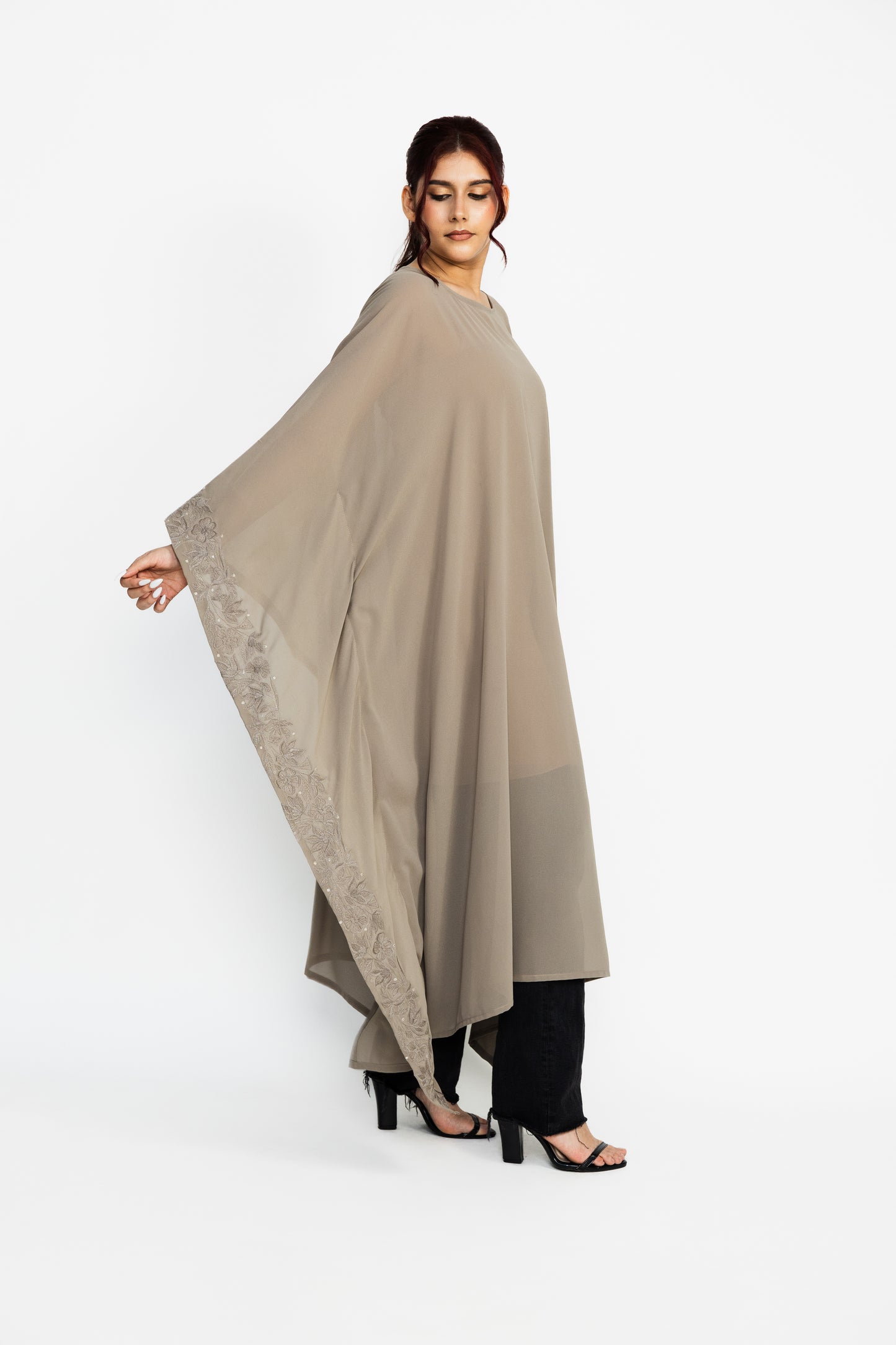 Floral work embroidered kaftan