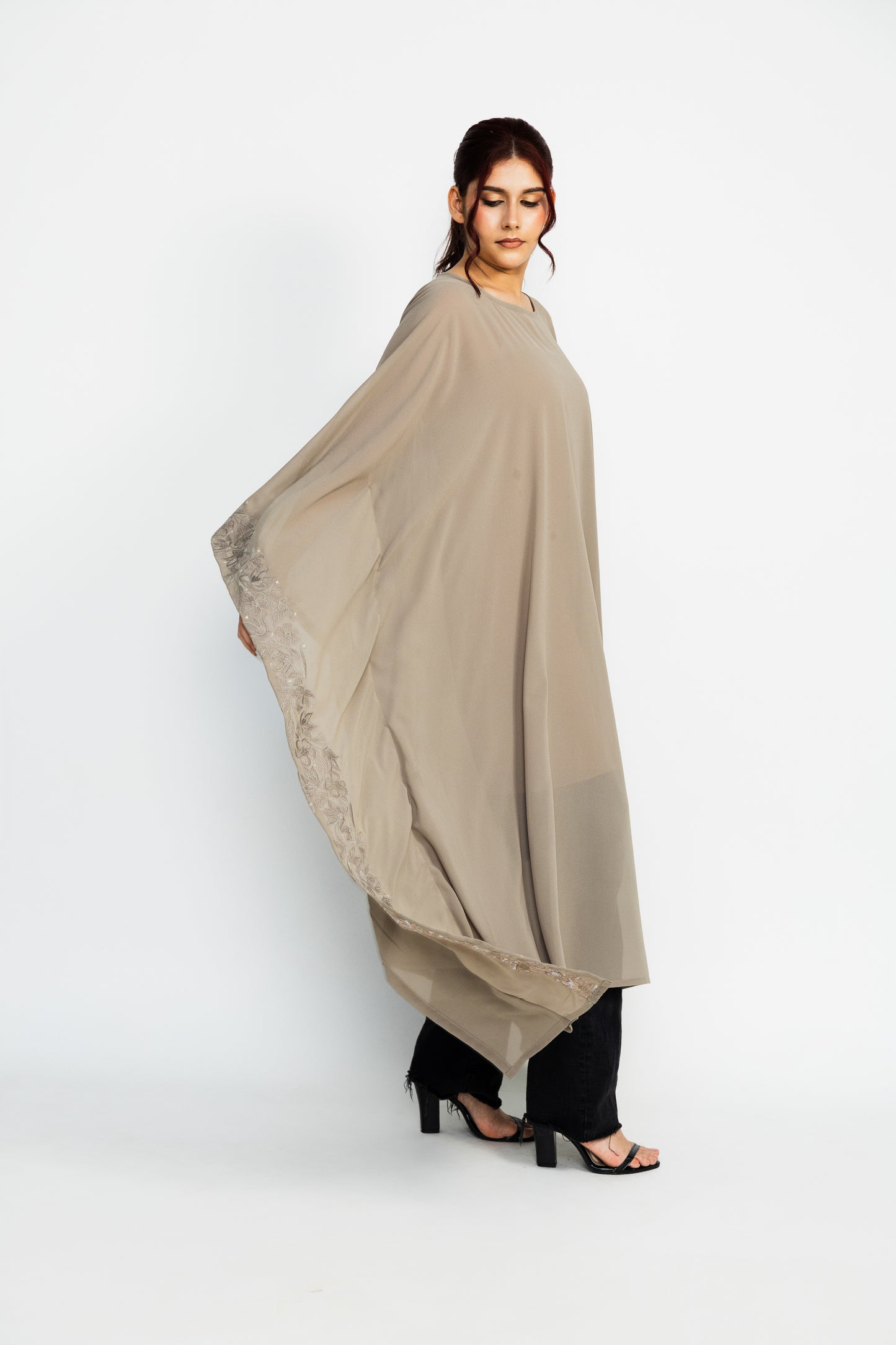 Floral work embroidered kaftan
