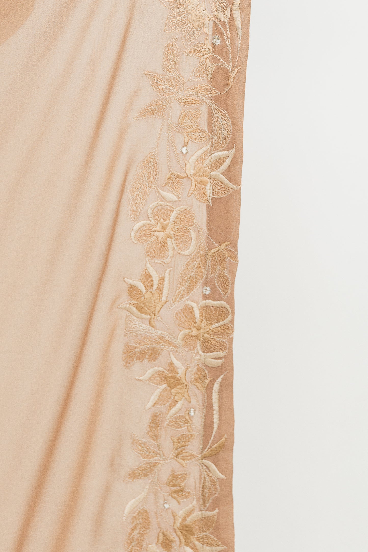 Beige embroidered long kaftan