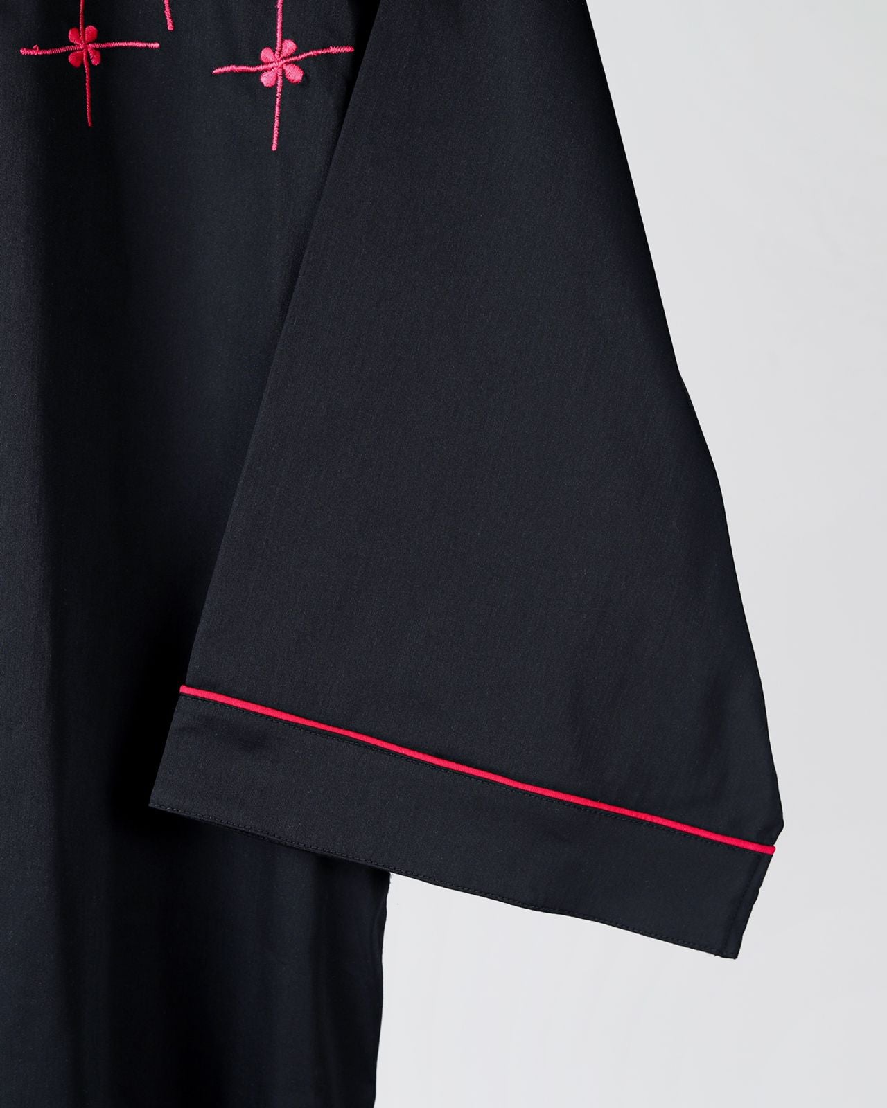 Black Top with Contrast Embroidery | Elegant Modest Fashion with Bold Details