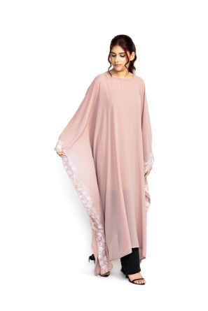 Pink embroidered long kaftans