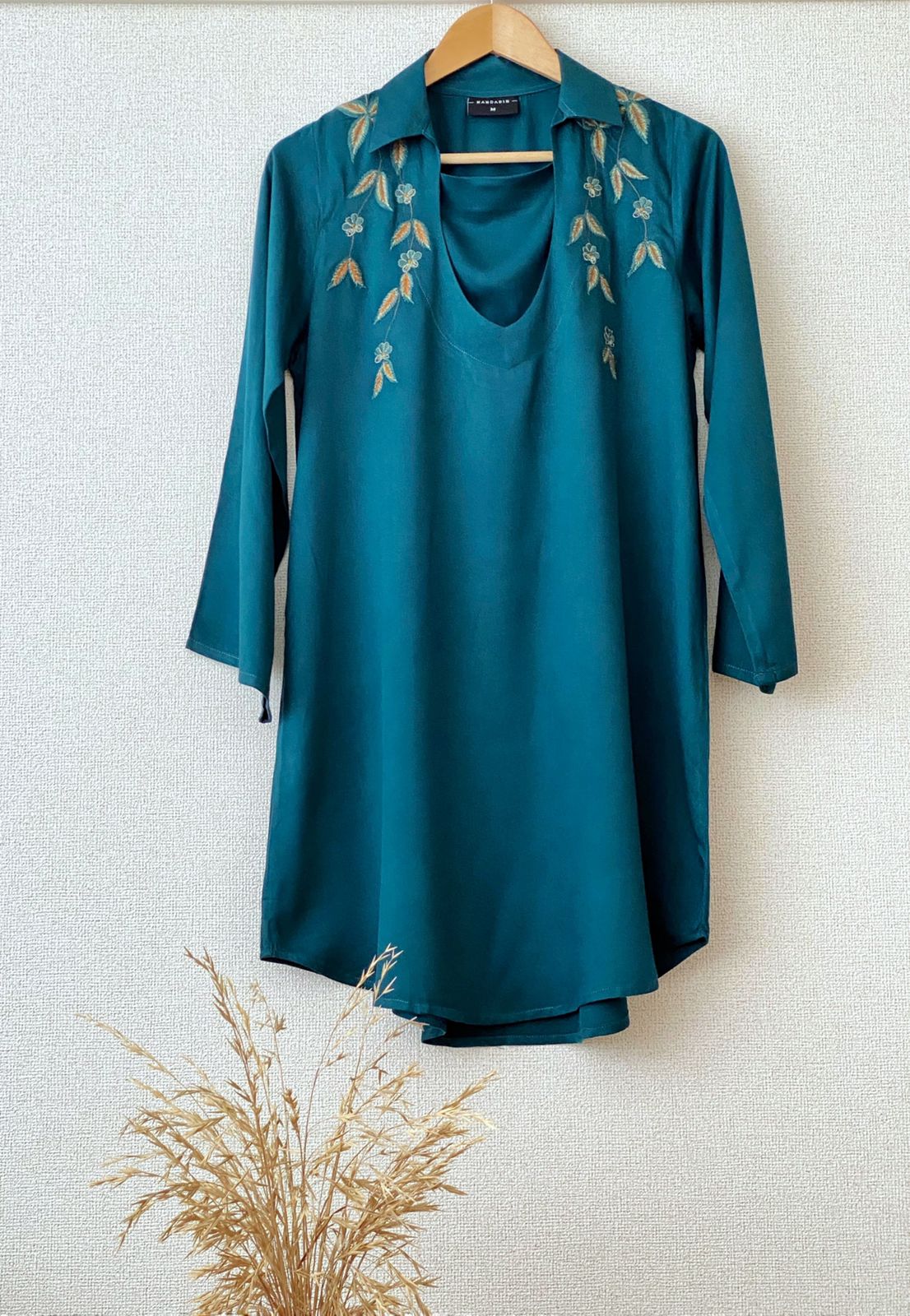Turquoise Embroidered Long Top | Elegant Modest Fashion with Timeless Craftsmanship