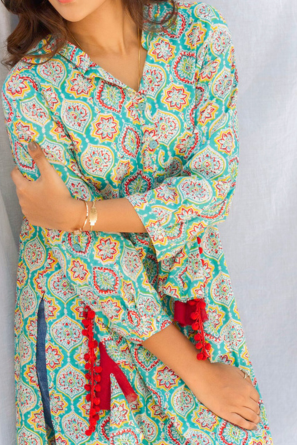 Vibrant hand block print high low top