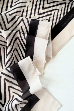 Premium Chiffon Shawls / Hijabs with Geometric Print - Black and White Combo