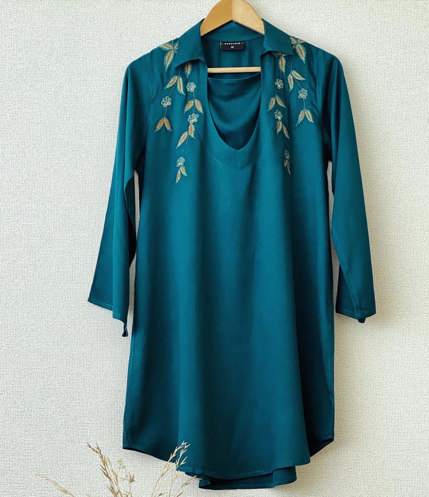 Turquoise Embroidered Long Top | Elegant Modest Fashion with Timeless Craftsmanship