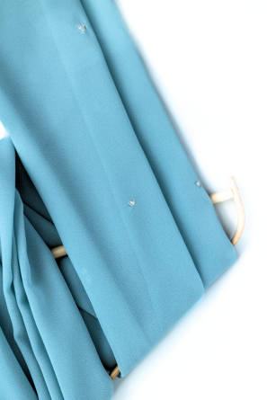 Embroidered Georgette Shawls-Blue Dust
