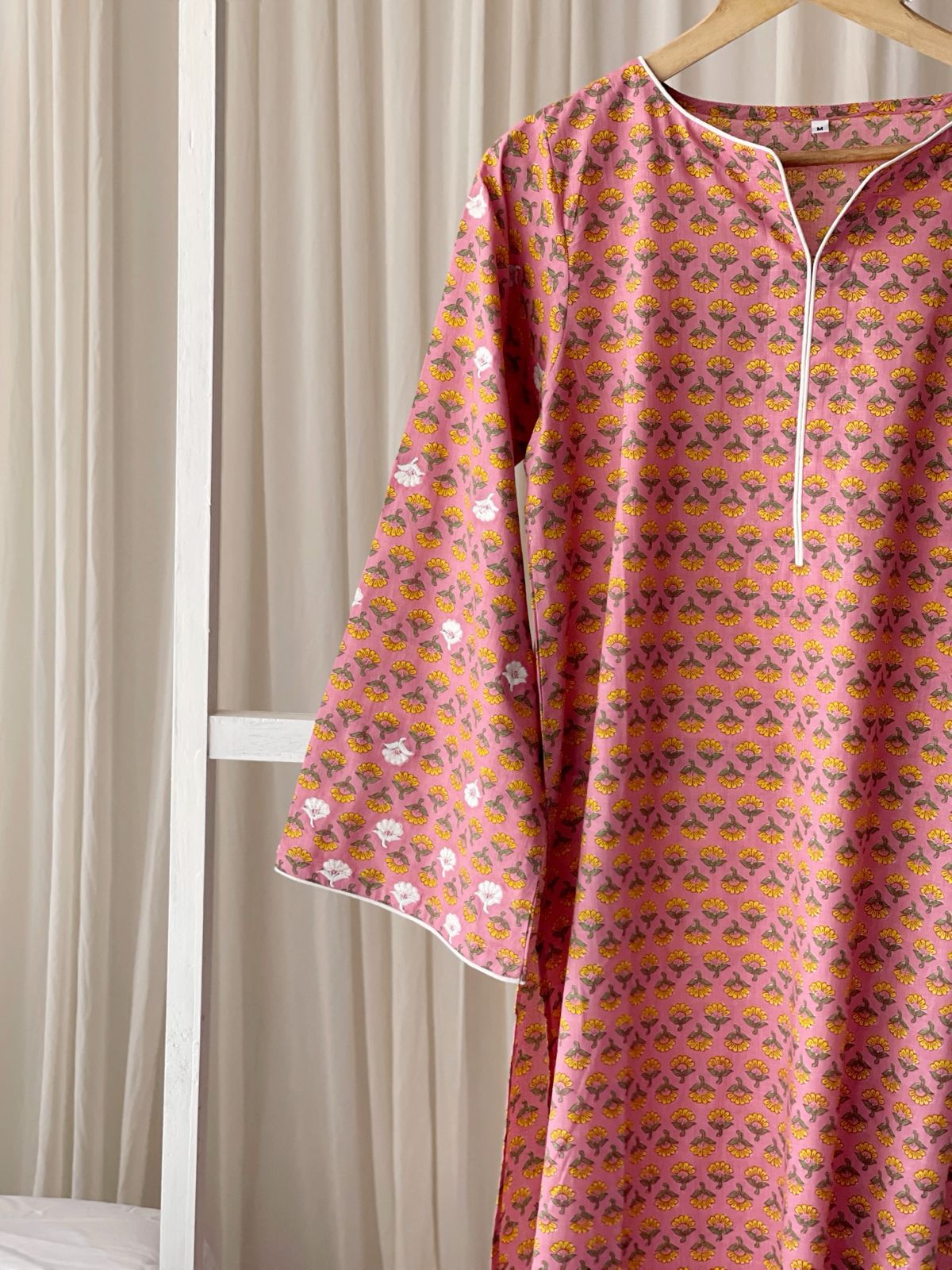 Floral Print Long Top with Embroidery