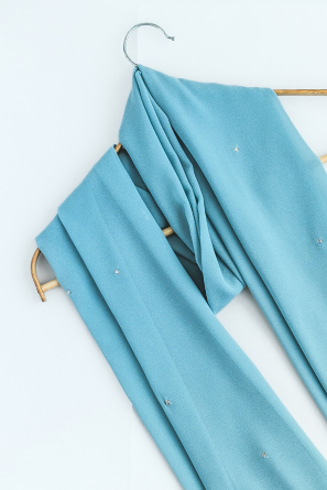 Embroidered Georgette Shawls-Blue Dust