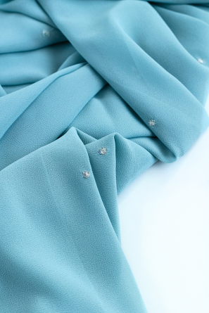 Embroidered Georgette Shawls-Blue Dust