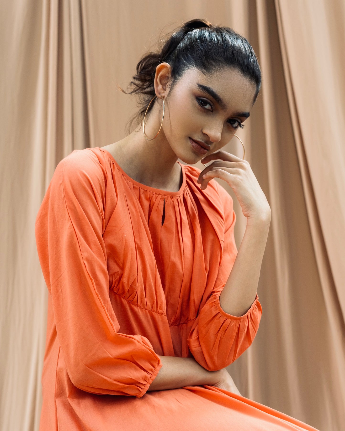 Fiery Orange Voile Top