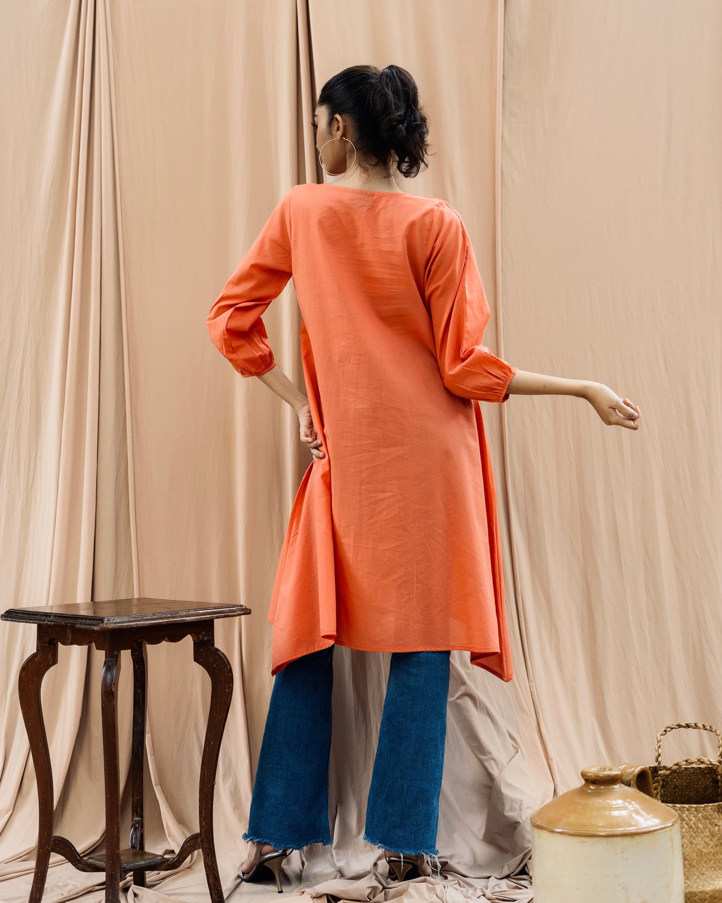 Fiery Orange Voile Top