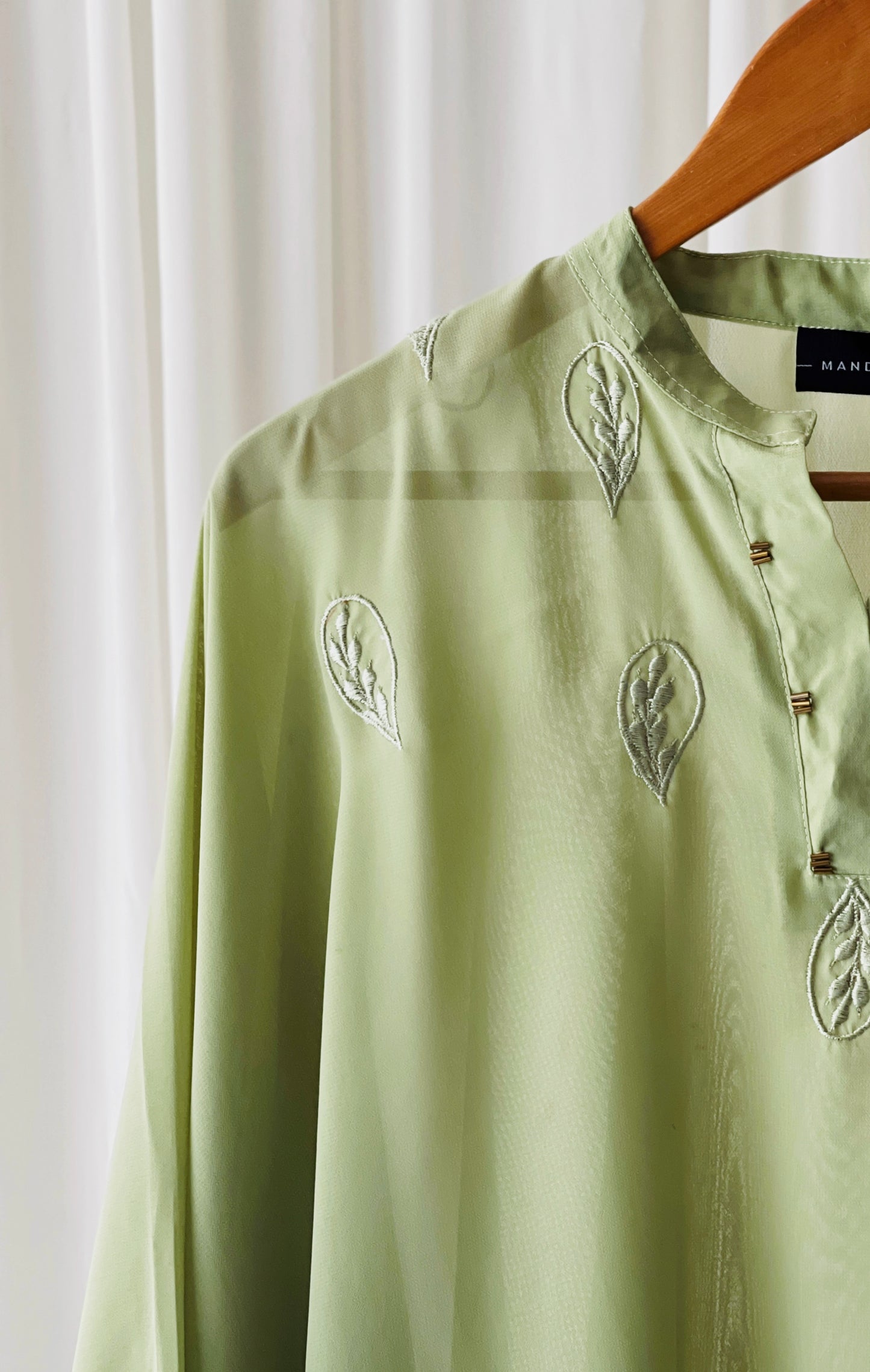 Embroidered chiffon kaftan top