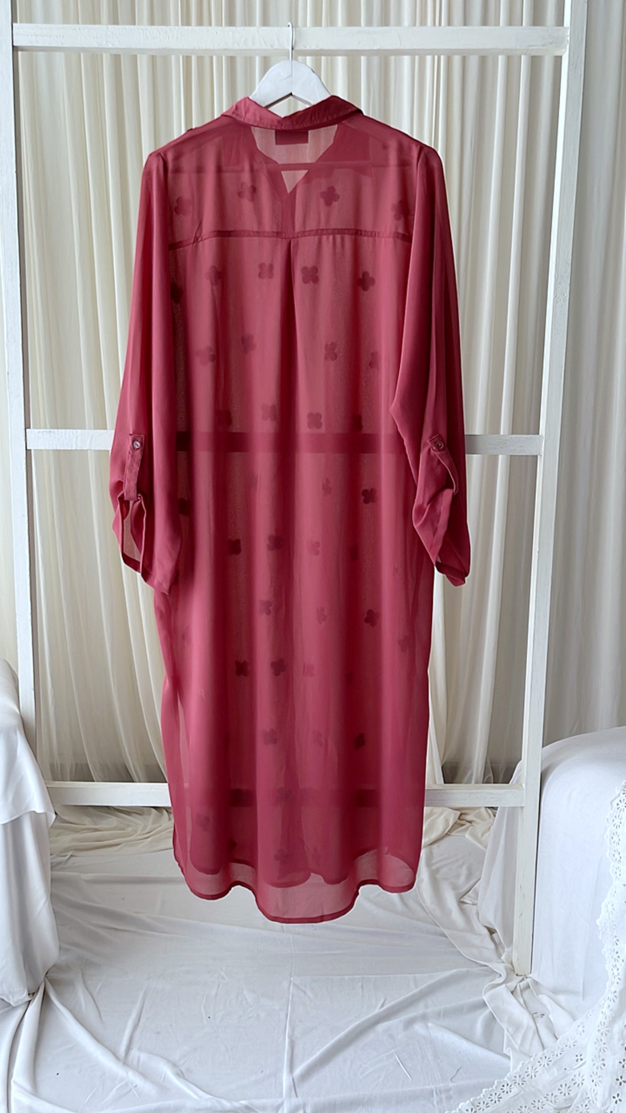 Embroidered long shirt top