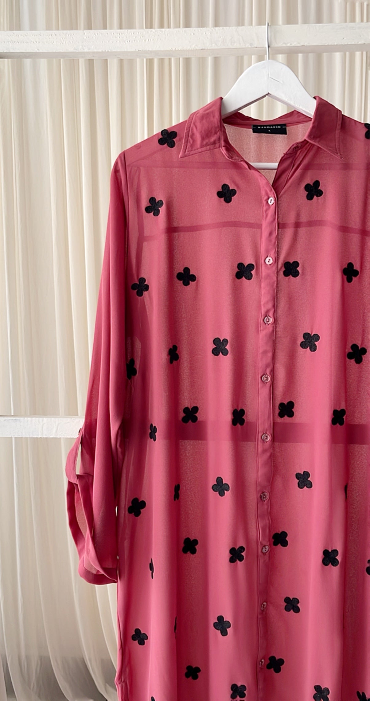 Embroidered long shirt top