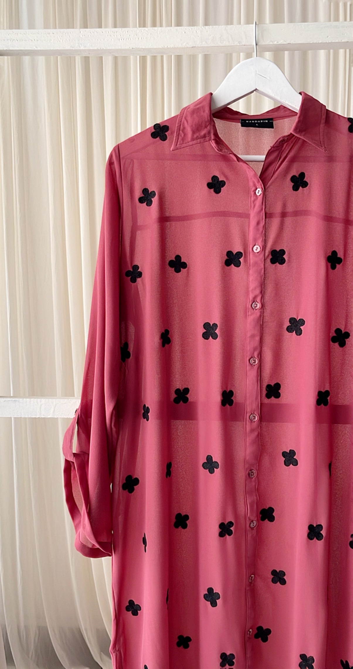 Embroidered long shirt top