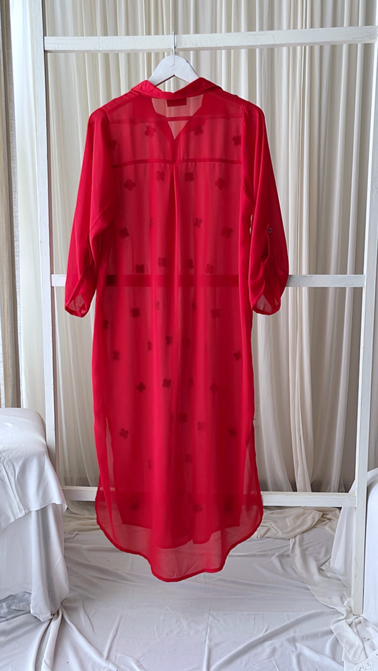 Embroidered long shirt top