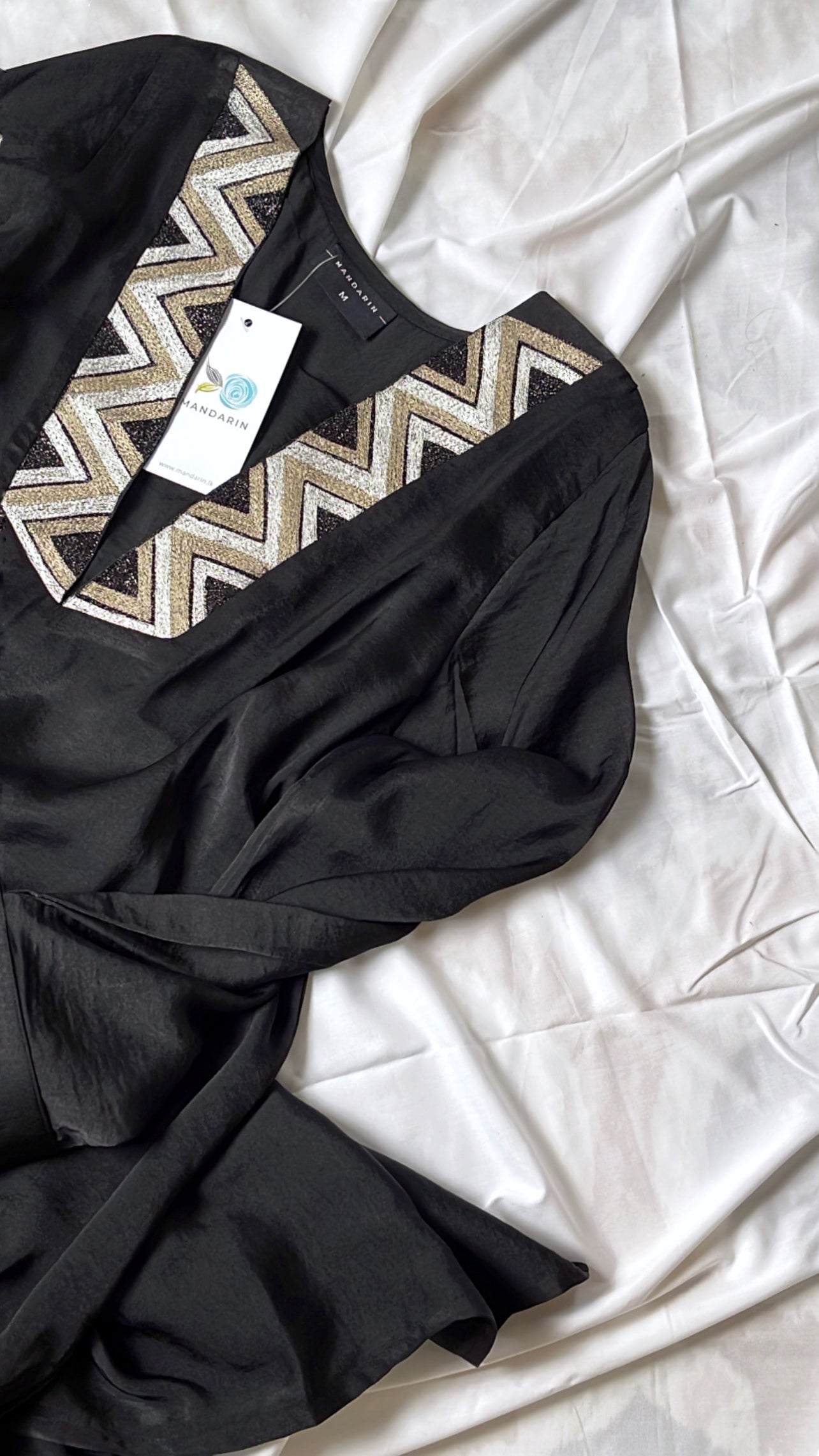 Embroidered Silk Long Top | Premium Modest Luxury for the Empowered Woman