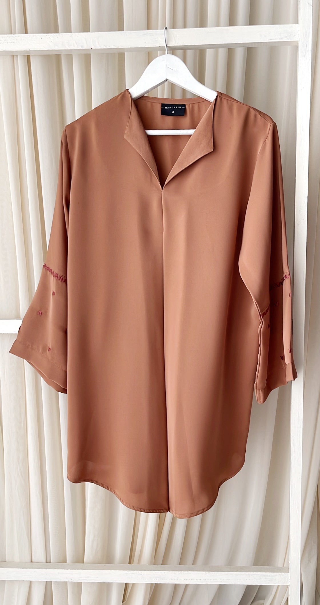 Embroidered Tan Top | Elegant Modest Fashion for the Empowered Woman