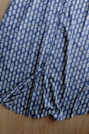 Long shirt top- Navy and white floral motif