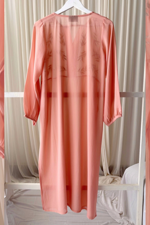 Dusty orange shade top with silver floral embroidery