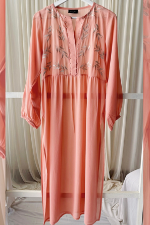 Dusty orange shade top with silver floral embroidery
