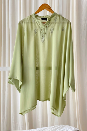 Embroidered chiffon kaftan top