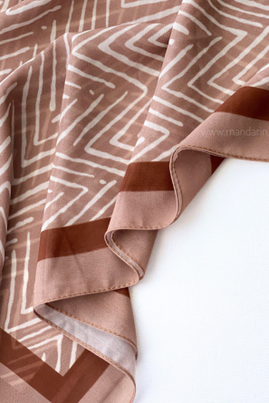 Premium Chiffon Shawls / Hijabs with Geometric Print - Brown and Tan Combo