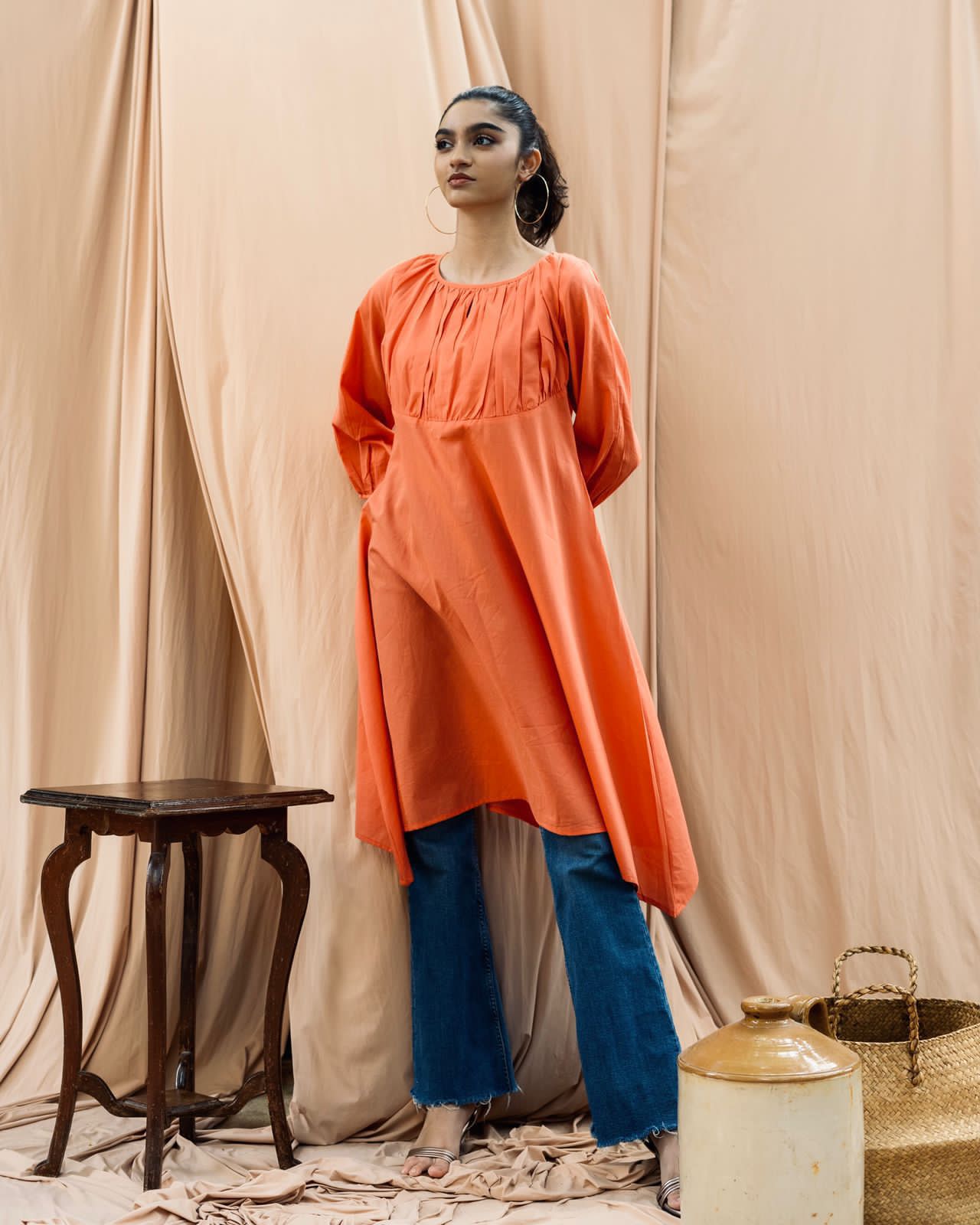 Fiery Orange Voile Top