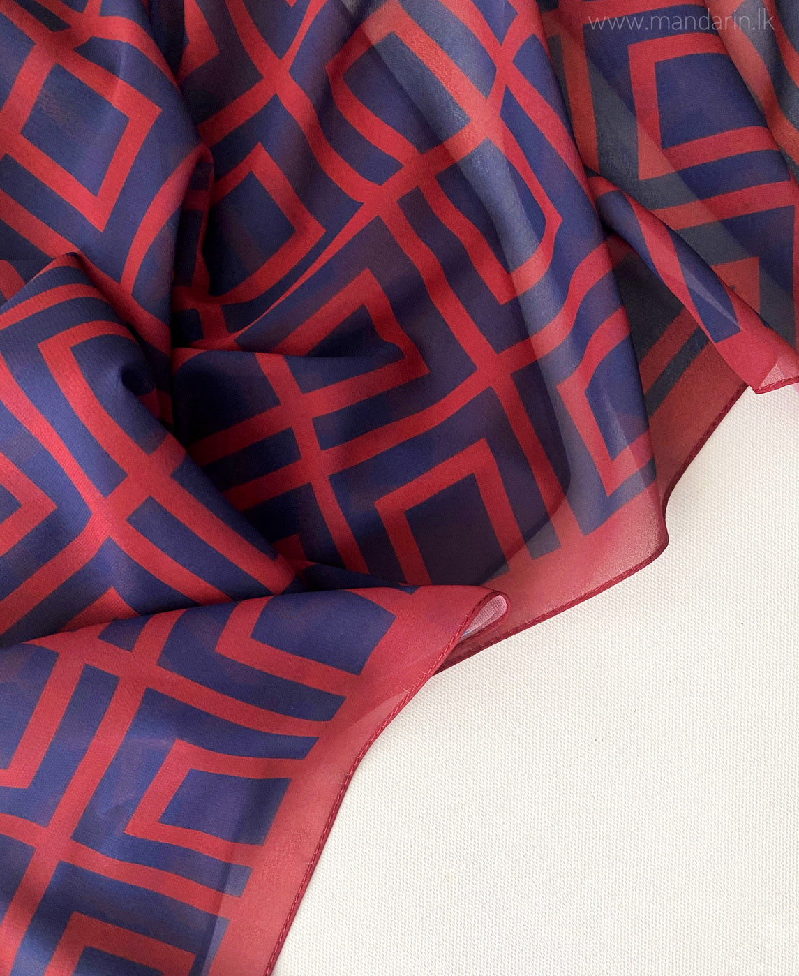 Premium Chiffon Shawls / Hijabs with Geometric Print - Blue and Red Combo