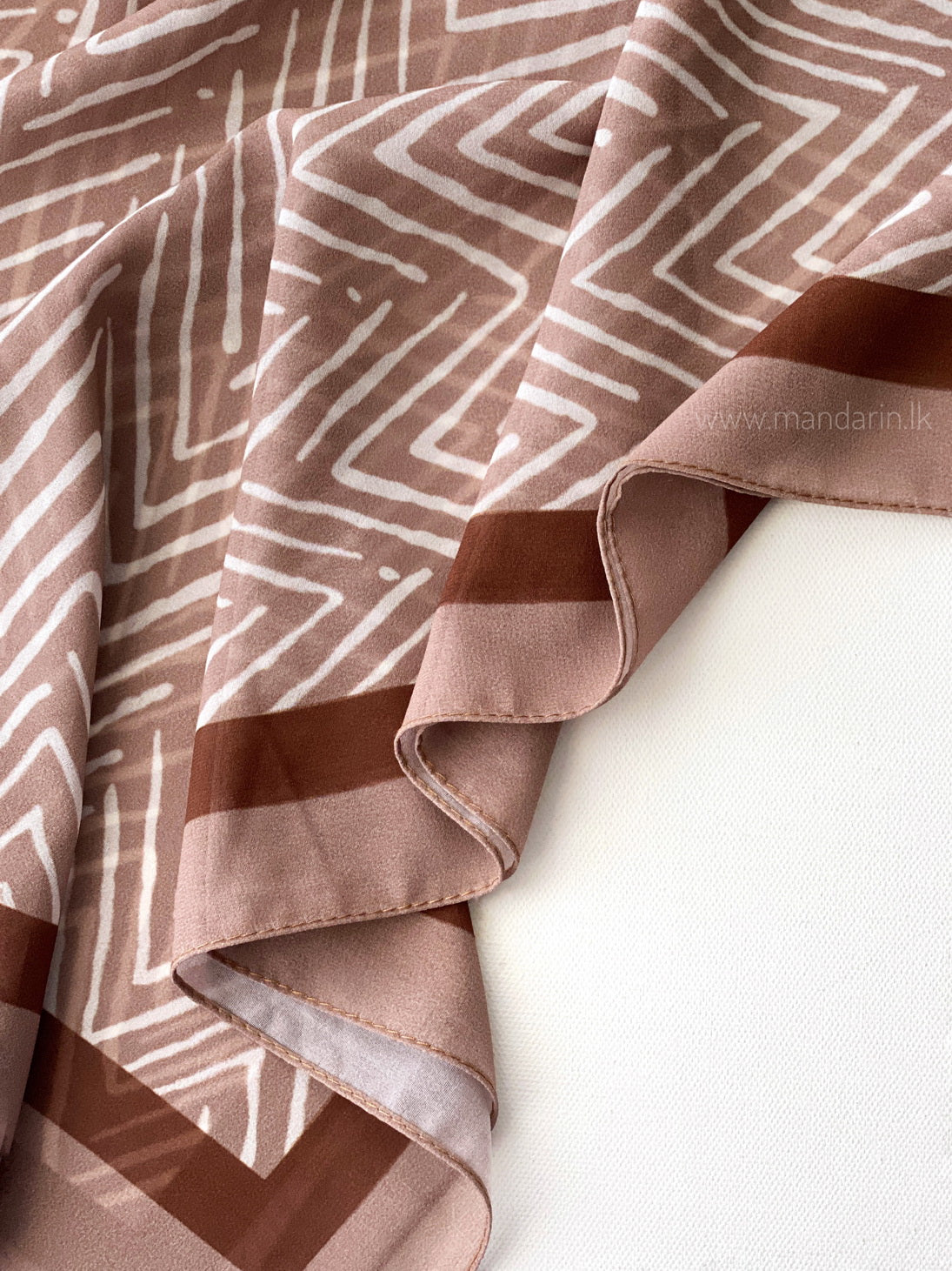 Premium Chiffon Shawls / Hijabs with Geometric Print - Brown and Tan Combo