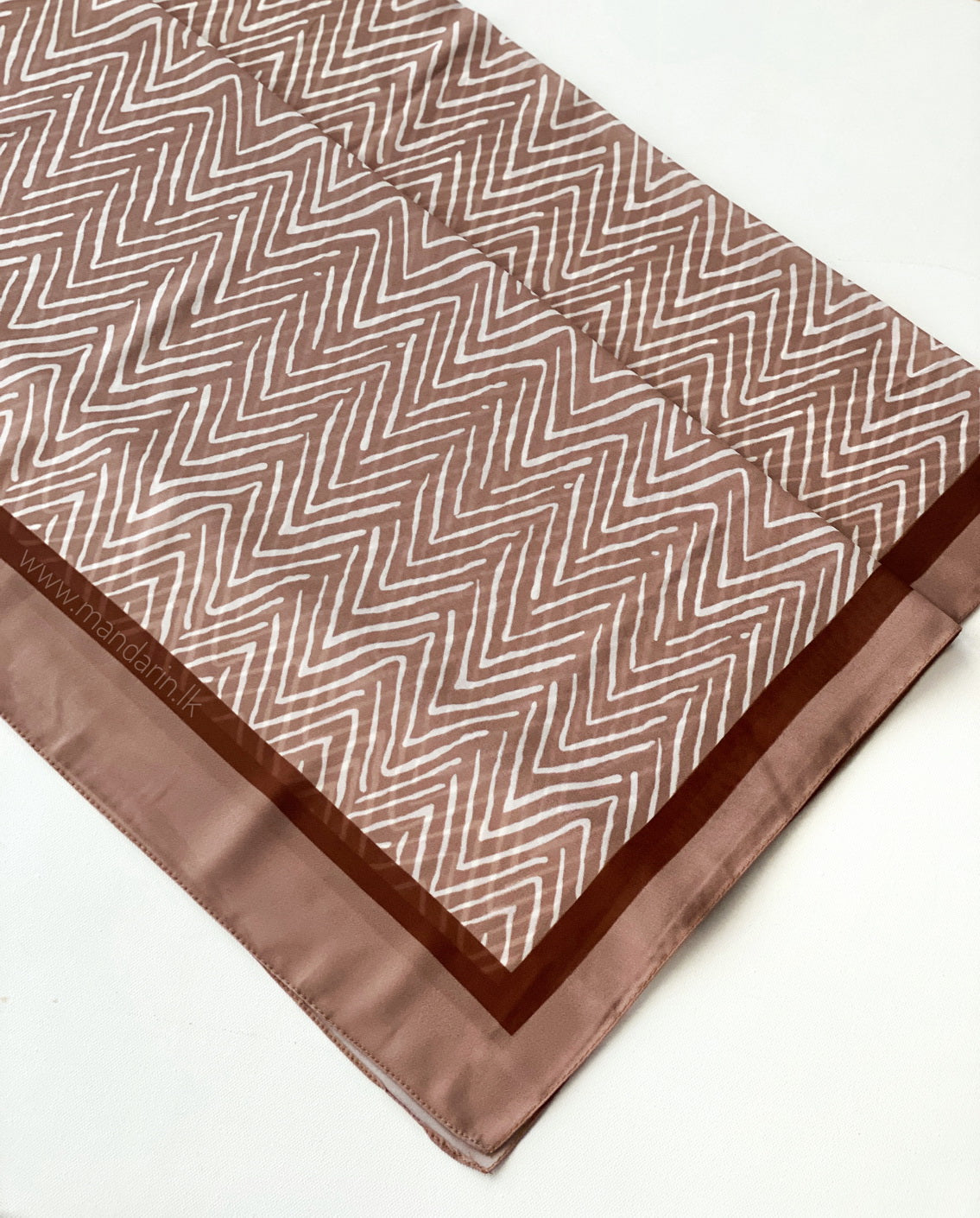 Premium Chiffon Shawls / Hijabs with Geometric Print - Brown and Tan Combo