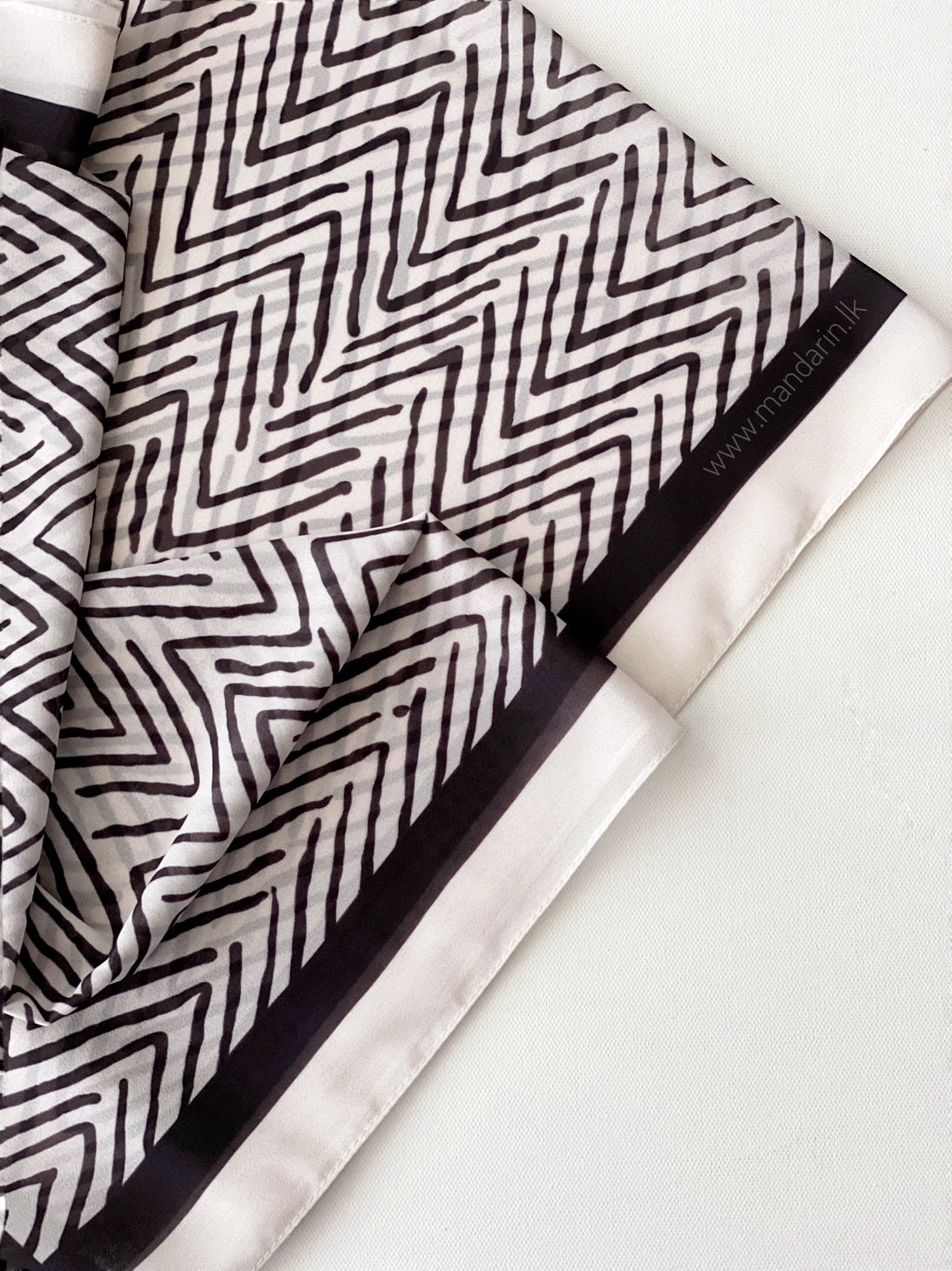 Premium Chiffon Shawls / Hijabs with Geometric Print - Black and White Combo