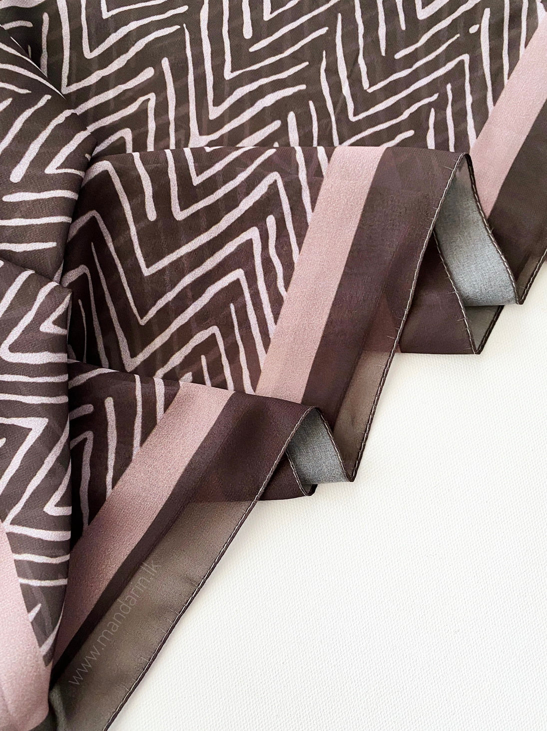 Premium Chiffon Shawls / Hijabs with Geometric Print - Brown and Nude Pink Combo