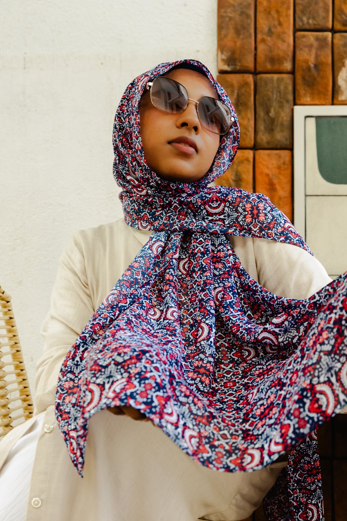 Printed chiffon shawl-City garden-Serenity collection