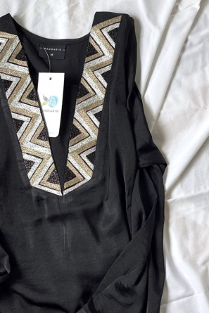 Embroidered Silk Long Top | Premium Modest Luxury for the Empowered Woman