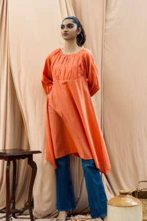 Fiery Orange Voile Top
