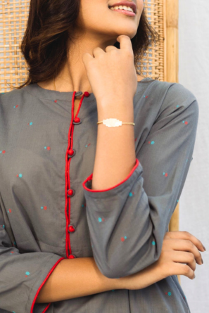 Grey embroidered top-Premium Cotton Modest Partywear for Timeless Elegance