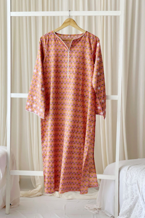 Floral Print Long Top with Embroidery